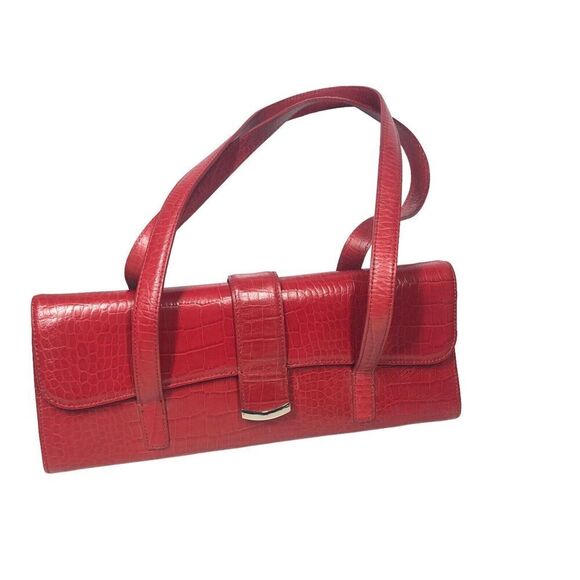 Alfani Purse Womens Red Emilia Buckle Crocodile Embossed Leather Retro 90's - Picture 11 of 15